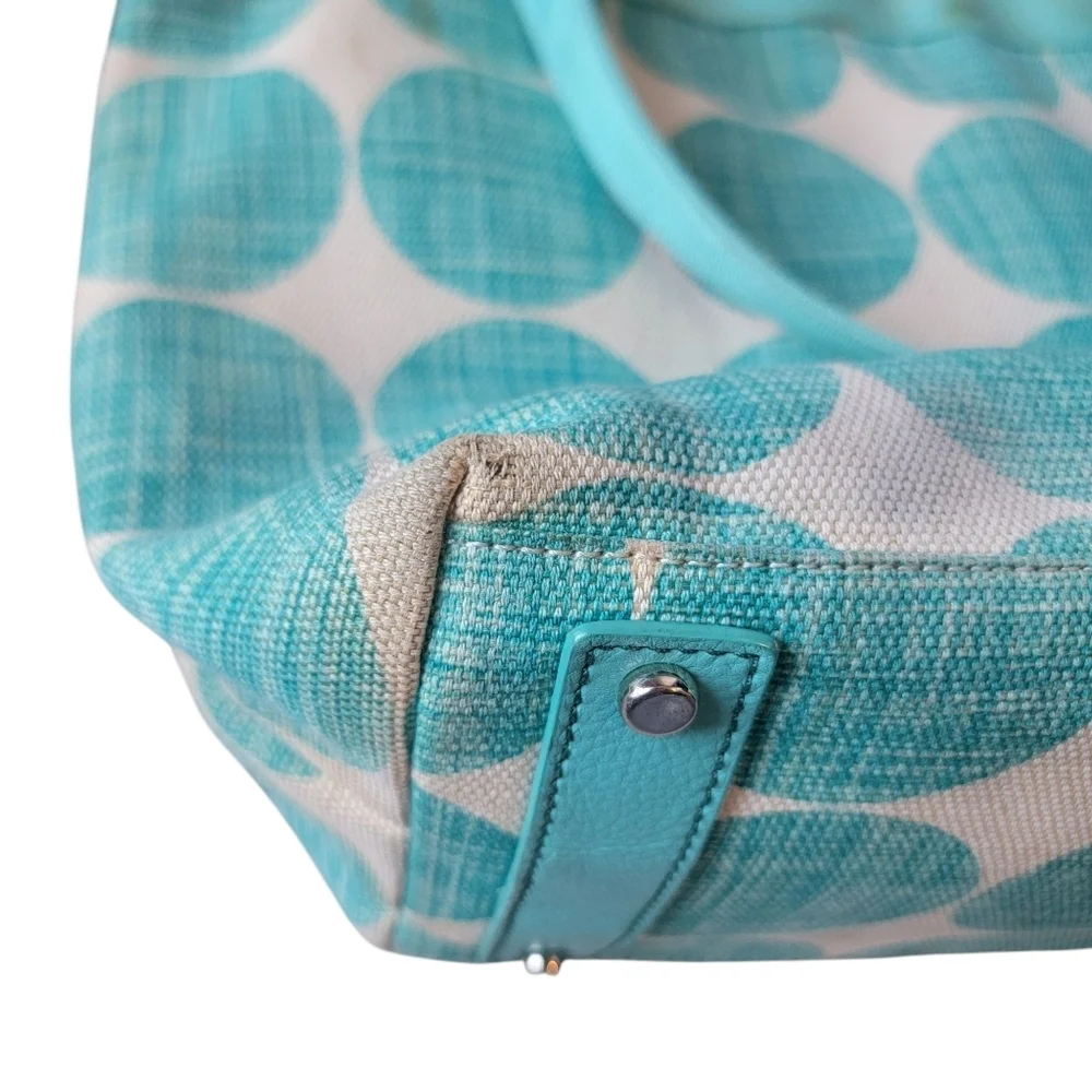 Kate Spade diaper Bag blue & white polka dot Aqua W Changing Pad & Coin Purse
